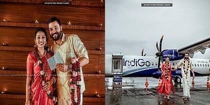 "Love is in the air" Kerala couple's flight wedding photo shoot goes viral!