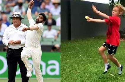 Australian boy imitating bumrah bowling action Video Goes Viral