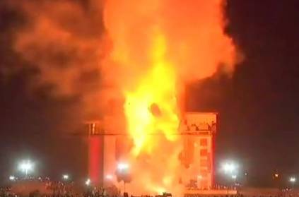 Dasara- Panjab train runs into a burning Ravan effigy in Amritsar