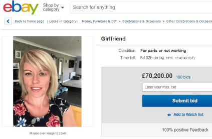Man pranks girlfriend by putting her up for sale on eBay