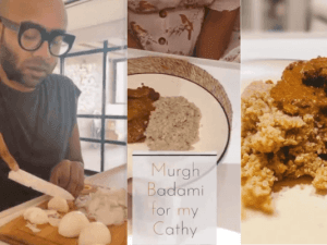 Singer Bennydayal cooking murgh badami gravy for his wife Catherinedayal
